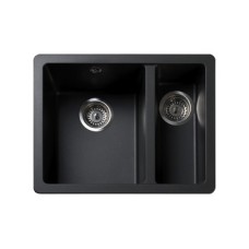 Sink 1.5 Bowl Rangemaster Paragon Igneous Granite PAR315 Half bowl on right Ash finish