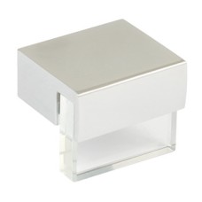 Knob Zinc Alloy with Tempered Glass Byron Polished chrome with clear glass