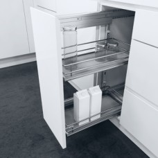 Storage Basket Set for Cabinet Width 300 mm Vauth-Sagel VS SUB Side Basket width 230 mm height 84 mm premea grey solid base silver wire