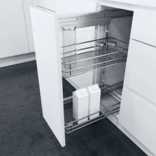 Storage Basket Set for Cabinet Width 150-300 mm Vauth-Sagel VS SUB Side Vauth-Sagel by Häfele Basket width 89 mm height 75 mm saphir mesh chrome wire