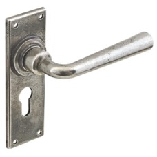 Lever Handles on Backplates for Euro Profile Cylinder Lock 48 mm Solid Pewter Olympia Sprung Lock centres 48 mm
