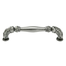 D Pull Handle Zinc Alloy Fixing Centres 128 mm Acanthus Nickel pewter
