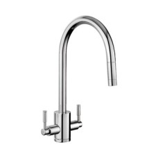 Mixer Tap Dual Lever Pull Out Spray Rangemaster Aquatrend TRE1POBF/ - Brushed