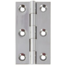 Broad Style Hinge 64 x 35 mm Brass With brass pin Polished chrome