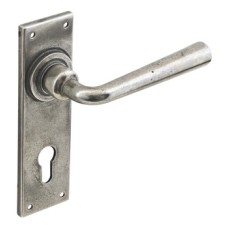 Lever Handles on Backplates for Euro Profile Cylinder Lock 72 mm Solid Pewter Olympia Unsprung Lock centres 72 mm