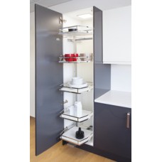Swing Out Larder Unit Complete Set Full Extension For cabinet width 400 mm basket width 315 mm installed height 1750 mm 5 baskets included chrome/white base