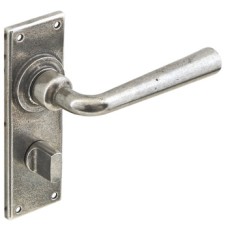Lever Handles on Backplates for Bathroom Solid Pewter Olympia Sprung Lock centres 57 mm