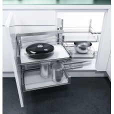 Swing Out Corner Storage Artline Glass Sided Chrome Wire Baskets Vauth-Sagel VS COR Fold For cabinet width 800 mm for door width 400 mm left hand