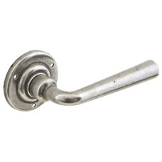 Lever Handles on Round Roses Solid Pewter Olympia Sprung