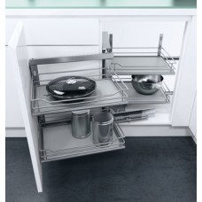Swing Out Corner Storage Premea Grey Solid Base Silver Wire Baskets Vauth-Sagel VS COR Fold For cabinet width 800 mm for door width 400 mm left hand