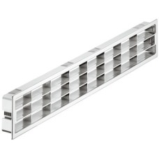 Ventilation Grille Plastic with Fixing Clips and with Louvres Over 200 cm² ventilation area Polished chrome plated finish length 458 mm