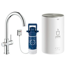 Tap Instant Hot Water and Mixer 3 Litres C-Spout Grohe Red II Duo Brushed super steel Grohe model 300 58 DC1
