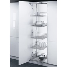 Swing Out Larder Unit For Cabinet Width 450-600 mm Saphir Mesh Baskets VS TAL Gate Centre mounting height adjustable For cabinet width 450 mm basket width 350 mm installed height 1700-1950 mm 5 baskets included