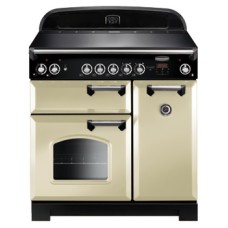 Range Cooker Electric Ceramic 900 mm Rangemaster Classic 90 Cream finish chrome trim