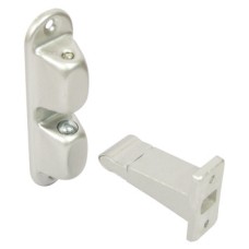 Door Holder Automatic Length 120 mm Steel Catch Aluminium Engaging Part Push to hold pull to release Silver stove enamelled