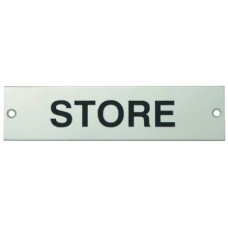 Sign 140 x 35 mm Stainless Steel Black silk screened text Sign: PRIVATE satin