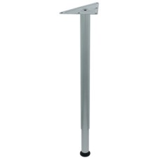 Single Leg with Screw on Plate Idea C With height adjustment Silver coloured RAL 9006 finish