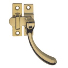 Casement Fastener Hook Plate for Flush Frames or Double Windows Brass Reversible Polished chrome