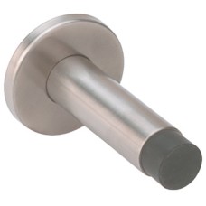 Door Stop Wall Mounted Overall Projection 82 mm Stainless Steel Rubber Buffer Concealed fixing rose Polished