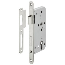 Profile Cylinder Lock Mortice 72 mm Locking Centres Stainless Steel Startec for fire resistant/smoke control doors Forend: 24 mm round satin stainless steel