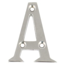 Letter A-B Face Fixing 65 mm High Zinc Alloy Letter: A polished brass