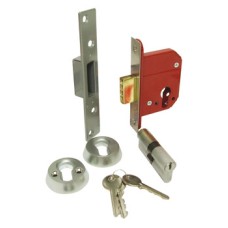 Mortice Deadlock Security Cylinder Steel and Zinc Alloy Conforms to BS 3621: 2007 Basket 44 mm case size 67 mm brass effect