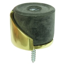 Door Stop Floor Mounted Ø 38 mm Brass Rubber Buffer Screw fixing Polished brass