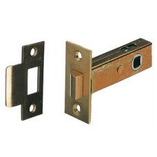 Mortice Latch Tubular Heavy Duty Latchbolt Operated by Lever Handles Backset 100 mm case size 123 mm satin brass
