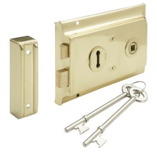 Rim Lock 2 Lever 2 Bolt Brass Black