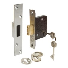 Deadlock 5 Lever Security Mortice Deadbolt Operated by Key Keyed to differ backset 45 mm case size 63 mm satin stainless steel