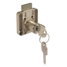 Rim Lock with Ø 18 mm Cylinder Drawer Version Backset 26 mm Keyed alike: Key change FH1 chrome plated