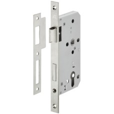 Profile Cylinder Lock Mortice 72 mm Locking Centres Stainless Steel Startec For fire resistant/smoke control doors Backset 55 mm case size 84 mm square forend satin
