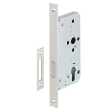 Profile Cylinder Lock Mortice Deadlock for Flush Doors Stainless Steel Startec Backset 55 mm case size 84 mm satin