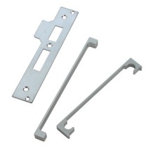 Rebate Set for Standard Mortice Latch Bathroom Lock and Sashlock Steel with Aluminium Guard Size 12.5 mm satin chrome