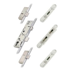 3 Point Deadbolt 35 mm with Lock Unit Centre Keep and Top/Bottom Keep Brass bolts zinc plated steel forend