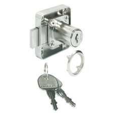 Dead bolt rim lock With fixed plate cylinder backset 25 mm Standard profile for series production of furniture Keyed different cylinder length 22 mm black key cap mounting: Drawer