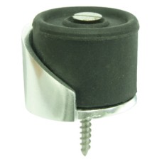 Door Stop Floor Mounted Ø 40 mm 28 mm High Aluminium with Rubber Buffer Single screw fixing Satin anodised