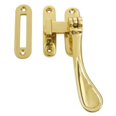 Casement Fastener with Mortice and Hook Plates Reversible Brass Polished