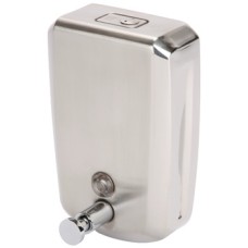 Soap Dispenser for Wall Mounting Non-drip one shot action Satin stainless steel front with chrome sides