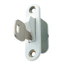 Window Restrictor Sash Steel and Plastic Sash-Lok Keyed version white