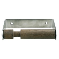 Toilet Roll Holder with Wooden Sprung Roller Cubicle Fittings Aluminium fittings for 17-21 mm board partitions Polished stainless steel finish