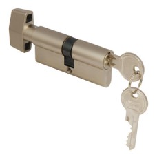 Profile Cylinder Key One Side Thumbturn Other Side with Anti-Drilling Protection Brass Size (AxB): 30 x 30 mm differ only nickel plated