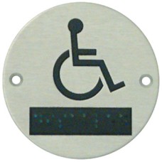 Tactile Symbols Ø 76 mm 1.5 mm Thick Stainless Steel Symbol: Disabled satin