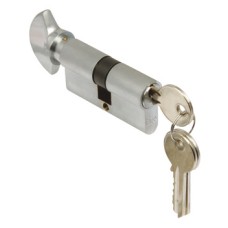 Profile Cylinder and Thumbturn Key One Side Turn the Other Brass Size: (A x B): 35 x 35 mm satin brass