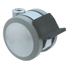 Swivel Twin Wheel Castor with Brake Ø 75 mm Hooded Ø 10-11 mm Pin Hole Load capacity 80 kg