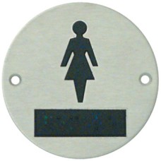 Tactile Symbols Ø 76 mm 1.5 mm Thick Stainless Steel Symbol: Female satin