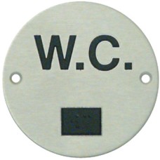 Tactile Symbols Ø 76 mm 1.5 mm Thick Stainless Steel Symbol: W.C. satin
