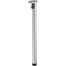 Folding Table Leg Cylindrical Ø 50 mm Steel +15 mm height adjustment Height 705 mm silver coloured RAL 9006