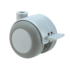 Swivel Twin Wheel Castor with Brake Ø 50 mm Hooded Ø 8 mm Pin Hole Wheel Ø 50 mm load capacity 40 kg