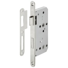 Bathroom Lock Mortice 78 mm Locking Centres Stainless Steel Startec For fire resistant/smoke control doors Backset 55 mm case size 84 mm radius forend satin stainless steel